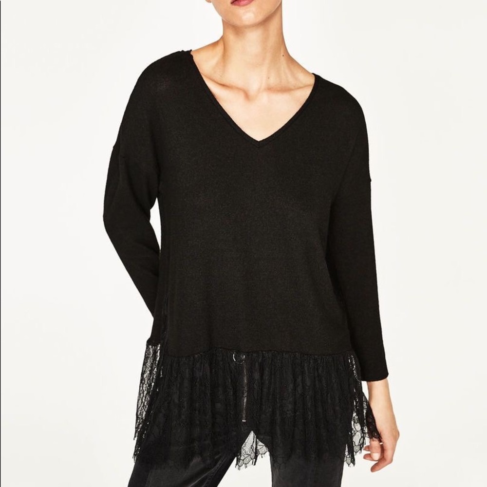 ZARA lace hem sweater